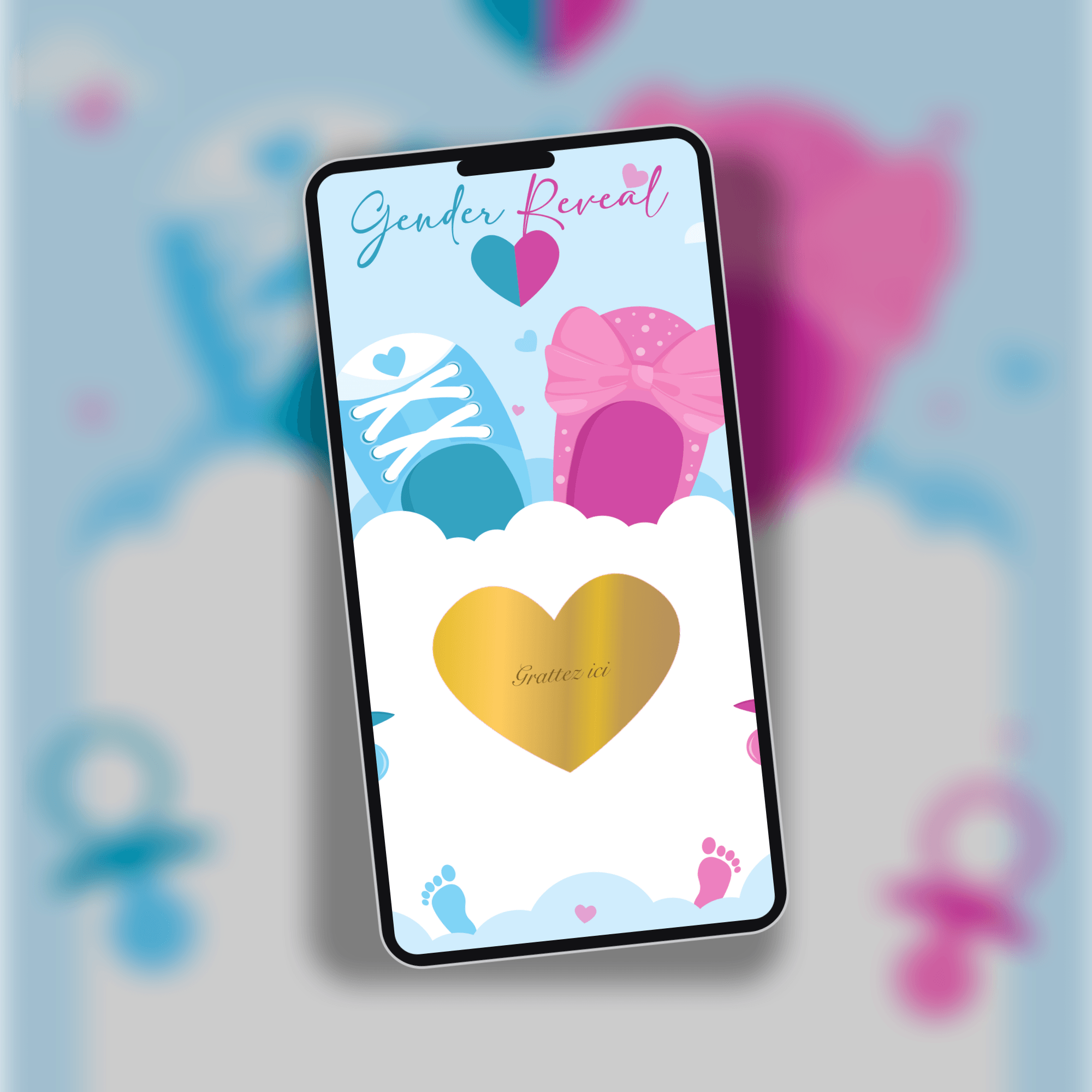 Carte a gratter annonce Gender Reveal